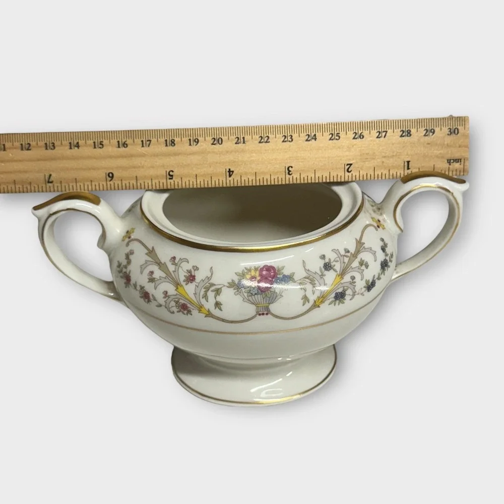 Lamberton Ivory China Sugar Bowl‎ w/ Lid & Creamer Set Dorothea VTG Made in USA